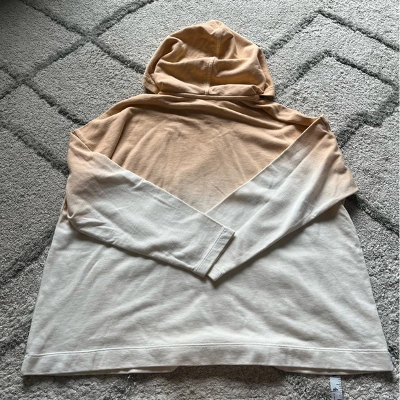 J Jill Pure Jill Hoodie sweatshirt Peach White Pullover dipdyed Cotton 1X new - Picture 8 of 8